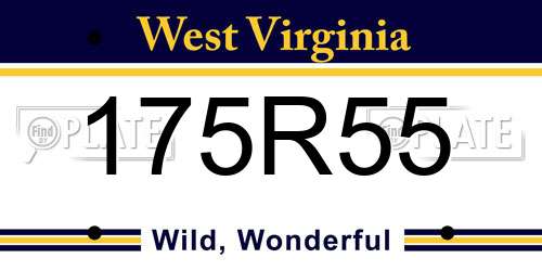 175R55 West Virginia License Plate