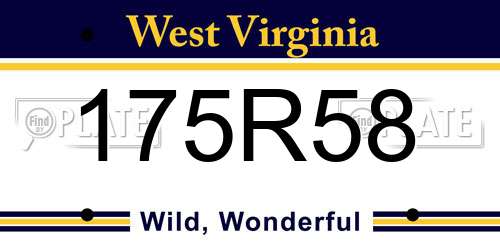 175R58 West Virginia License Plate