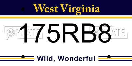 175RB8 West Virginia License Plate