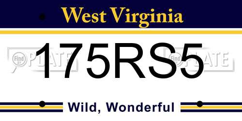 175RS5 West Virginia License Plate