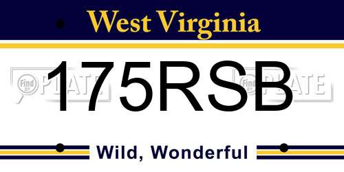 175RSB West Virginia License Plate