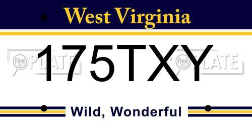175TXY West Virginia License Plate