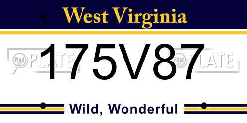 175V87 West Virginia License Plate