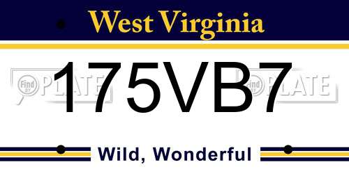 175VB7 West Virginia License Plate