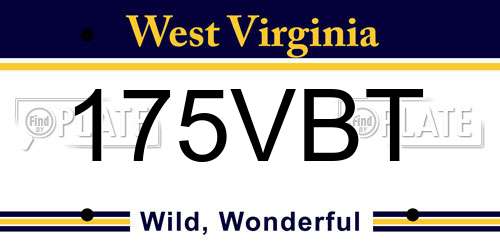 175VBT West Virginia License Plate