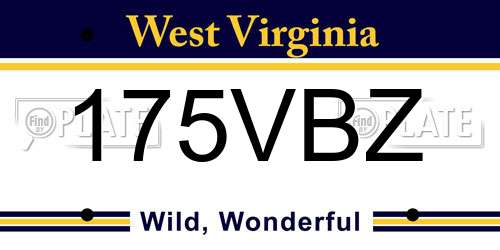 175VBZ West Virginia License Plate