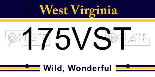 175VST West Virginia License Plate