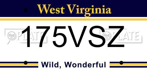 175VSZ West Virginia License Plate