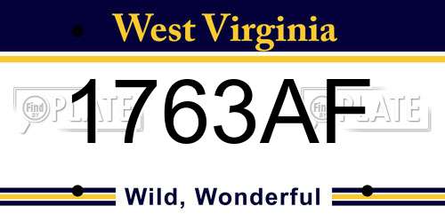1763AF West Virginia License Plate