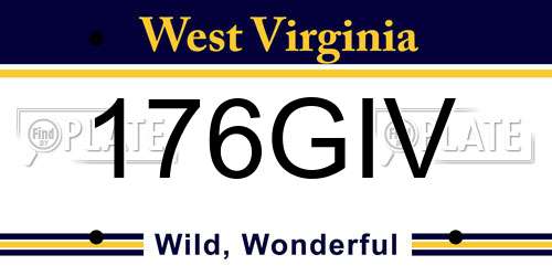 176GIV West Virginia License Plate