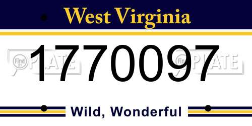 1770097 West Virginia License Plate