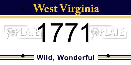1771 West Virginia License Plate