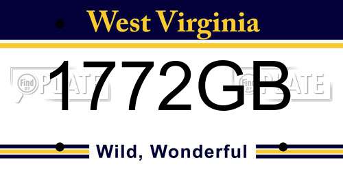 1772GB West Virginia License Plate