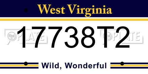17738T2 West Virginia License Plate