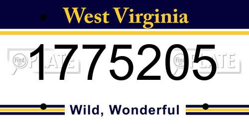 1775205 West Virginia License Plate