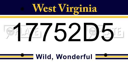 17752D5 West Virginia License Plate