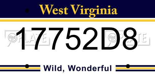 17752D8 West Virginia License Plate
