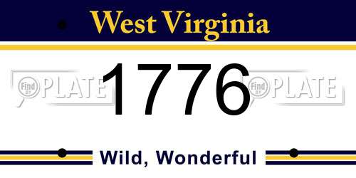 1776 West Virginia License Plate