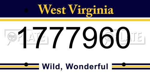 1777960 West Virginia License Plate
