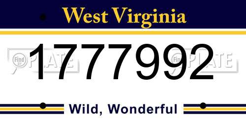 1777992 West Virginia License Plate