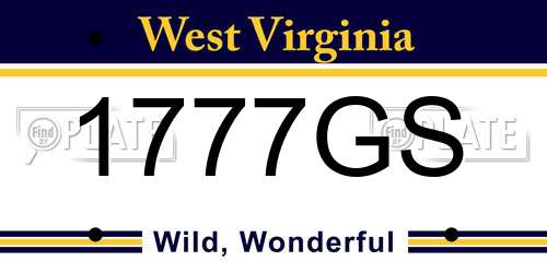 1777GS West Virginia License Plate