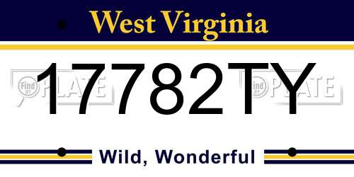 17782TY West Virginia License Plate