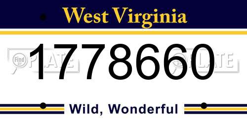 1778660 West Virginia License Plate