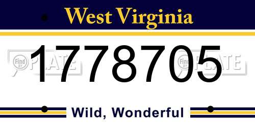 1778705 West Virginia License Plate