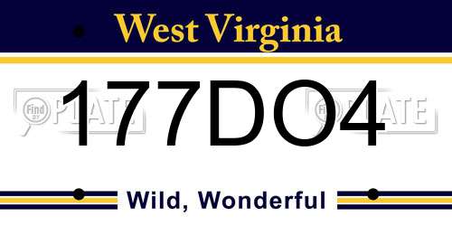 177DO4 West Virginia License Plate