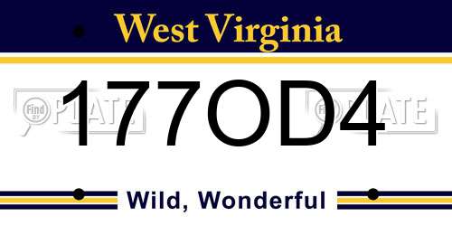 177OD4 West Virginia License Plate