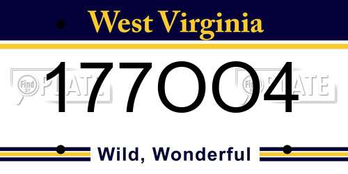 177OO4 West Virginia License Plate