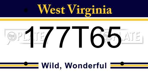 177T65 West Virginia License Plate