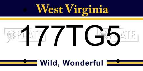 177TG5 West Virginia License Plate