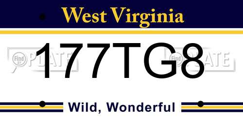 177TG8 West Virginia License Plate