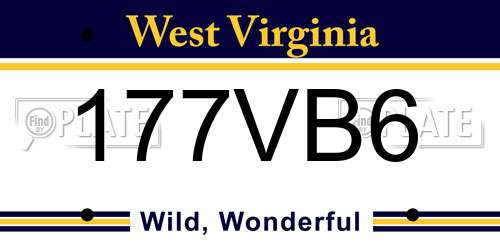 177VB6 West Virginia License Plate
