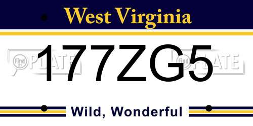 177ZG5 West Virginia License Plate