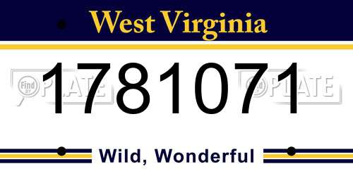 1781071 West Virginia License Plate