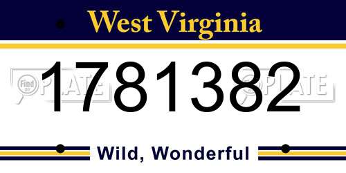 1781382 West Virginia License Plate