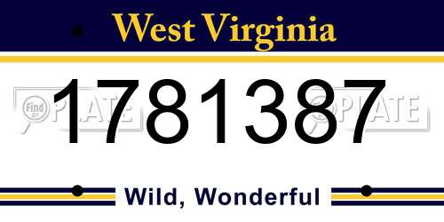 1781387 West Virginia License Plate