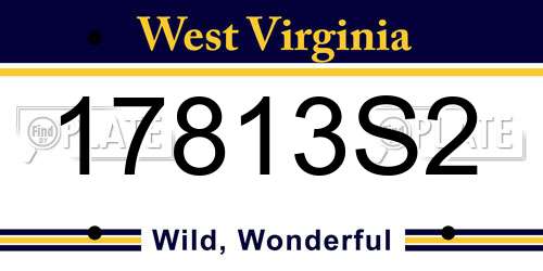 17813S2 West Virginia License Plate