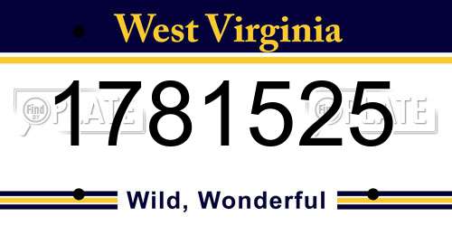 1781525 West Virginia License Plate