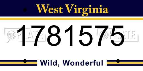 1781575 West Virginia License Plate