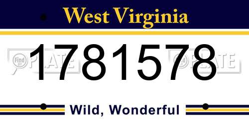 1781578 West Virginia License Plate