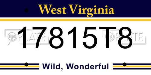 17815T8 West Virginia License Plate