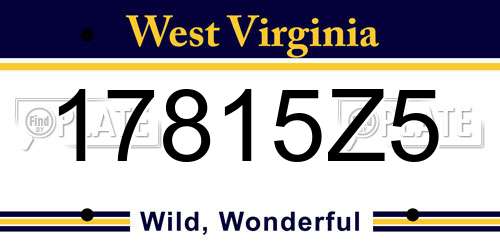17815Z5 West Virginia License Plate