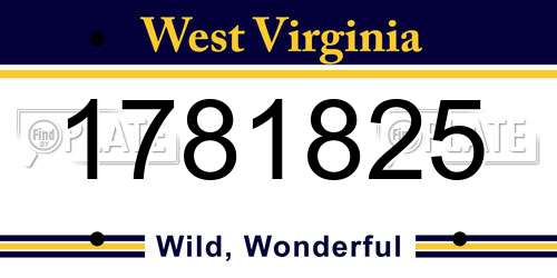 1781825 West Virginia License Plate