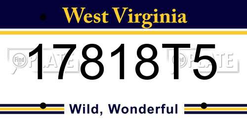 17818T5 West Virginia License Plate