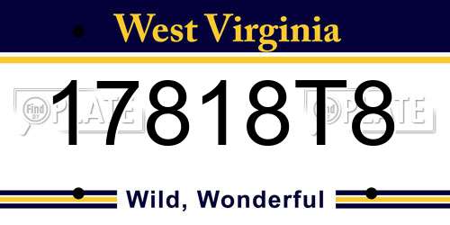 17818T8 West Virginia License Plate