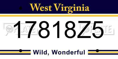 17818Z5 West Virginia License Plate
