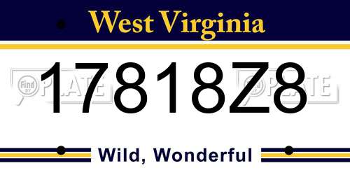 17818Z8 West Virginia License Plate